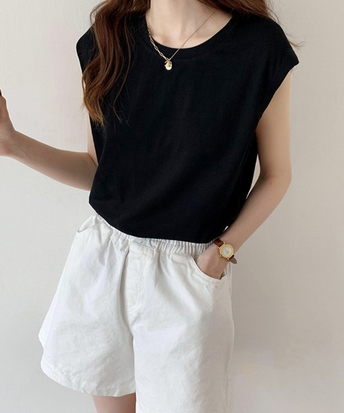 SallyLunn(サリーラン)の「【大人ベーシック】ノースリーブカットソー(Tシャツ/カットソー・レディース・ホワイト/ブラック/ブラウン・MEDIUM/LARGE)」の10枚目の写真