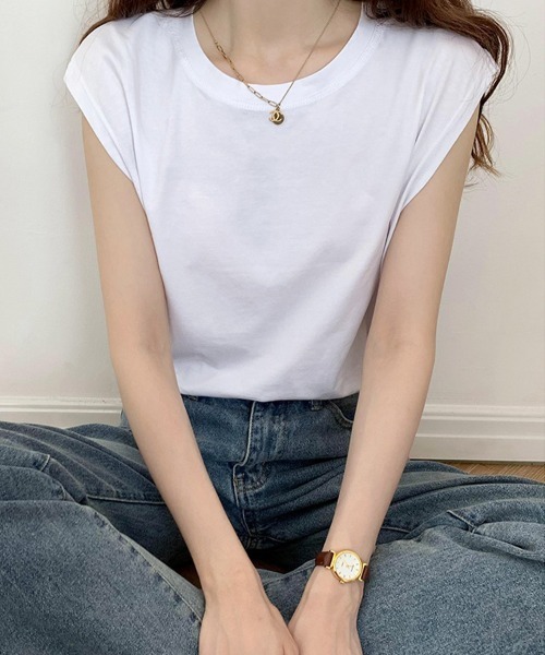 SallyLunn(サリーラン)の「【大人ベーシック】ノースリーブカットソー(Tシャツ/カットソー・レディース・ホワイト/ブラック/ブラウン・MEDIUM/LARGE)」の12枚目の写真