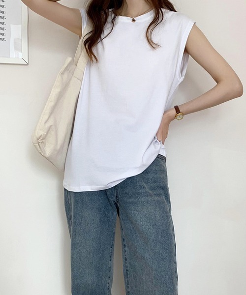 SallyLunn(サリーラン)の「【大人ベーシック】ノースリーブカットソー(Tシャツ/カットソー・レディース・ホワイト/ブラック/ブラウン・MEDIUM/LARGE)」の14枚目の写真