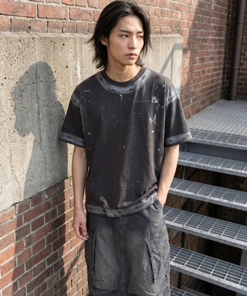 ARULE(アルール)の「A'GEM/9 × .kom 『ARULE/アルール』バーブワイヤーグランジウォッシュTシャツ(Tシャツ/カットソー・メンズ・ブラック・M)」の4枚目の写真