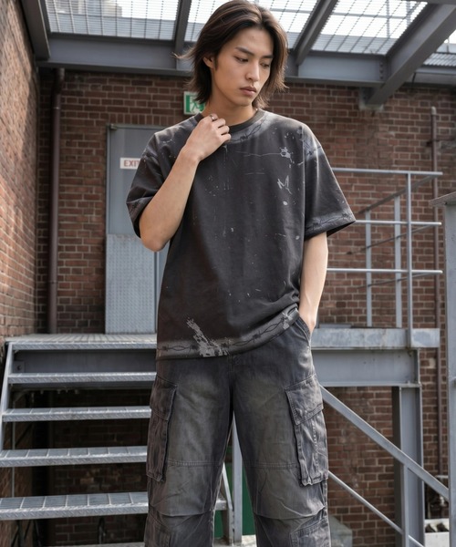 ARULE(アルール)の「A'GEM/9 × .kom 『ARULE/アルール』バーブワイヤーグランジウォッシュTシャツ(Tシャツ/カットソー・メンズ・ブラック・M)」の5枚目の写真