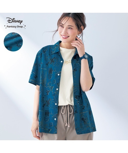 Disney(ディズニー)の「ユニセックス開襟シャツ「ドナルドダック」(シャツ/ブラウス・レディース・ブルー系その他・S/M/L/LL)」の2枚目の写真