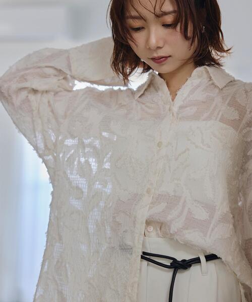 NATURAL BEAUTY BASIC(ナチュラルビューティーベーシック)の「カットジャガードシアーシャツ(シャツ/ブラウス・レディース・ピンク/オフホワイト/ブラック・フリ-)」の19枚目の写真