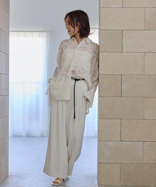 NATURAL BEAUTY BASIC(ナチュラルビューティーベーシック)の「カットジャガードシアーシャツ(シャツ/ブラウス・レディース・ピンク/オフホワイト/ブラック・フリ-)」の20枚目の写真