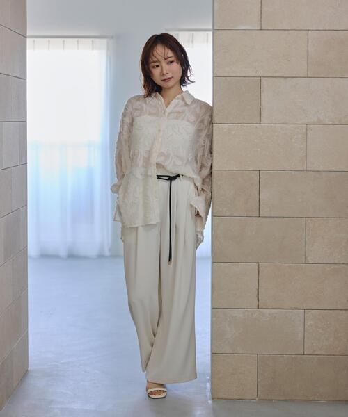 NATURAL BEAUTY BASIC(ナチュラルビューティーベーシック)の「カットジャガードシアーシャツ(シャツ/ブラウス・レディース・ピンク/オフホワイト/ブラック・フリ-)」の21枚目の写真
