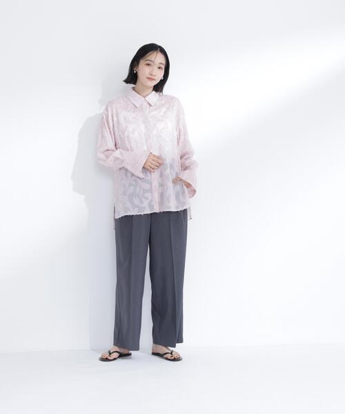 NATURAL BEAUTY BASIC(ナチュラルビューティーベーシック)の「カットジャガードシアーシャツ(シャツ/ブラウス・レディース・ピンク/オフホワイト/ブラック・フリ-)」の15枚目の写真