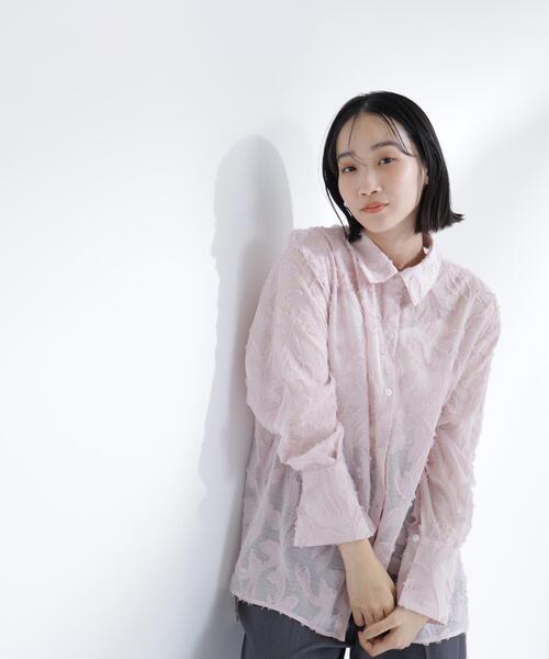 NATURAL BEAUTY BASIC(ナチュラルビューティーベーシック)の「カットジャガードシアーシャツ(シャツ/ブラウス・レディース・ピンク/オフホワイト/ブラック・フリ-)」の16枚目の写真