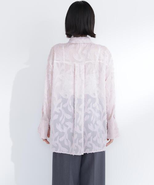 NATURAL BEAUTY BASIC(ナチュラルビューティーベーシック)の「カットジャガードシアーシャツ(シャツ/ブラウス・レディース・ピンク/オフホワイト/ブラック・フリ-)」の8枚目の写真