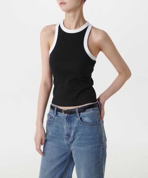 MUSINSA STANDARD WOMAN（ムシンサスタンダードウーマン）の「ウィメンズリンガーレーサーバックタンクトップ[ブラック/ホワイト]（Tシャツ/カットソー・レディース・その他・SMALL/MEDIUM/LARGE/X-SMALL）」の2枚目の写真