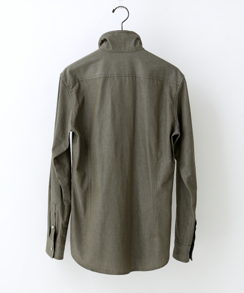 ABAHOUSE（アバハウス）の「ツイルシャンブレースタンドシャツ（シャツ/ブラウス・メンズ・カーキ/ベージュ/ネイビー・2/4/3）」の14枚目の写真