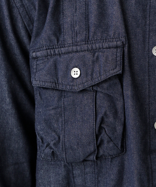 ABAHOUSE（アバハウス）の「ツイルシャンブレースタンドシャツ（シャツ/ブラウス・メンズ・カーキ/ベージュ/ネイビー・2/4/3）」の18枚目の写真