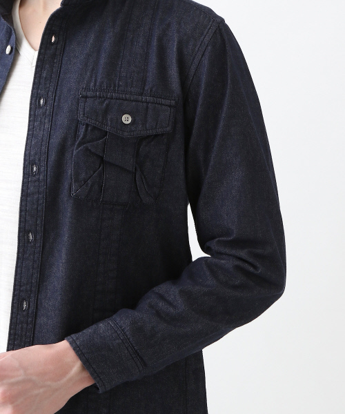 ABAHOUSE（アバハウス）の「ツイルシャンブレースタンドシャツ（シャツ/ブラウス・メンズ・カーキ/ベージュ/ネイビー・2/4/3）」の19枚目の写真