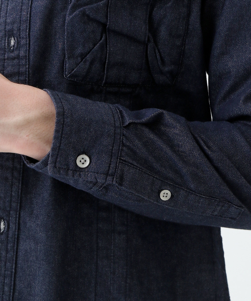 ABAHOUSE（アバハウス）の「ツイルシャンブレースタンドシャツ（シャツ/ブラウス・メンズ・カーキ/ベージュ/ネイビー・2/4/3）」の20枚目の写真