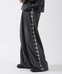 Perushu | SIDE CHECKLINE WIDE SWEAT PANTS/サイドチェックラインワイドスウェットパンツ(スウェットパンツ)