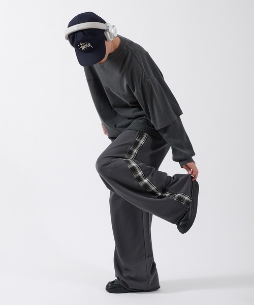 Perushu(ペルーシュ)の「SIDE CHECKLINE WIDE SWEAT PANTS/サイドチェックラインワイドスウェットパンツ(スウェットパンツ・メンズ・モスグリーン/ボルドー/ブルーグレー・MEDIUM/LARGE)」の13枚目の写真