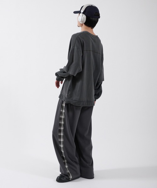 Perushu(ペルーシュ)の「SIDE CHECKLINE WIDE SWEAT PANTS/サイドチェックラインワイドスウェットパンツ(スウェットパンツ・メンズ・モスグリーン/ボルドー/ブルーグレー・MEDIUM/LARGE)」の14枚目の写真