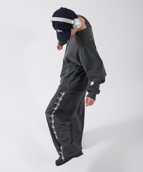 Perushu(ペルーシュ)の「SIDE CHECKLINE WIDE SWEAT PANTS/サイドチェックラインワイドスウェットパンツ(スウェットパンツ・メンズ・モスグリーン/ボルドー/ブルーグレー・MEDIUM/LARGE)」の15枚目の写真