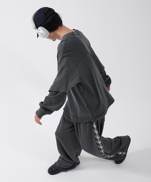 Perushu(ペルーシュ)の「SIDE CHECKLINE WIDE SWEAT PANTS/サイドチェックラインワイドスウェットパンツ(スウェットパンツ・メンズ・モスグリーン/ボルドー/ブルーグレー・MEDIUM/LARGE)」の16枚目の写真
