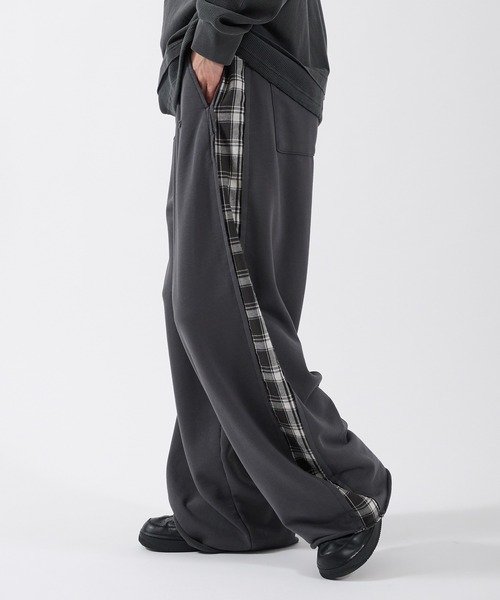 Perushu(ペルーシュ)の「SIDE CHECKLINE WIDE SWEAT PANTS/サイドチェックラインワイドスウェットパンツ(スウェットパンツ・メンズ・モスグリーン/ボルドー/ブルーグレー・MEDIUM/LARGE)」の7枚目の写真