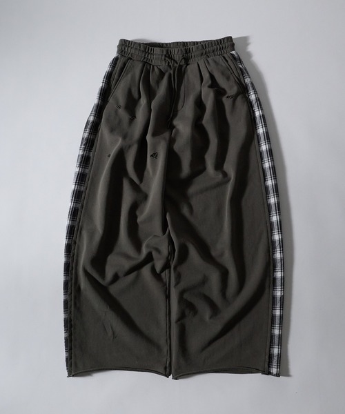 Perushu(ペルーシュ)の「SIDE CHECKLINE WIDE SWEAT PANTS/サイドチェックラインワイドスウェットパンツ(スウェットパンツ・メンズ・モスグリーン/ボルドー/ブルーグレー・MEDIUM/LARGE)」の4枚目の写真