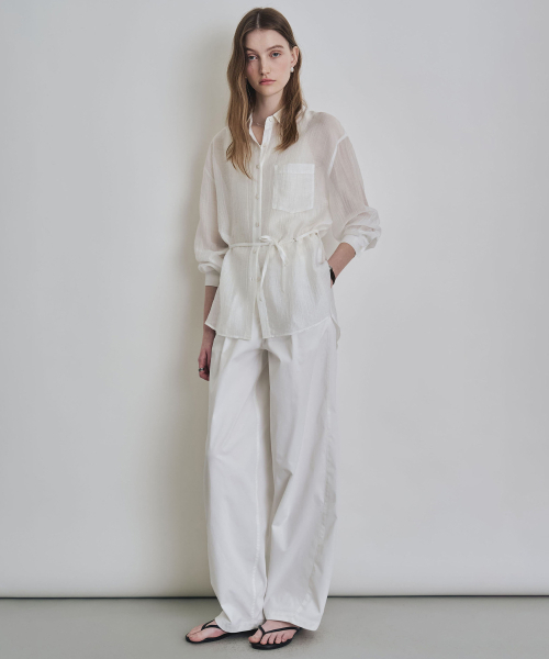 COSTUME O’CLOCK(コスチュームオクロック)の「ベルト付きシースルーシャツ 3カラー COWSH002(シャツ/ブラウス・レディース・スカイブルー/チャコール/ホワイト・F)」の20枚目の写真