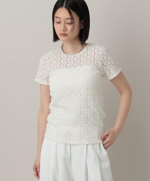 A part by(アパートバイ)の「カットレースTシャツ(Tシャツ/カットソー・レディース・オフホワイト/ブラック/ブラウン系その他7・FREE)」の6枚目の写真