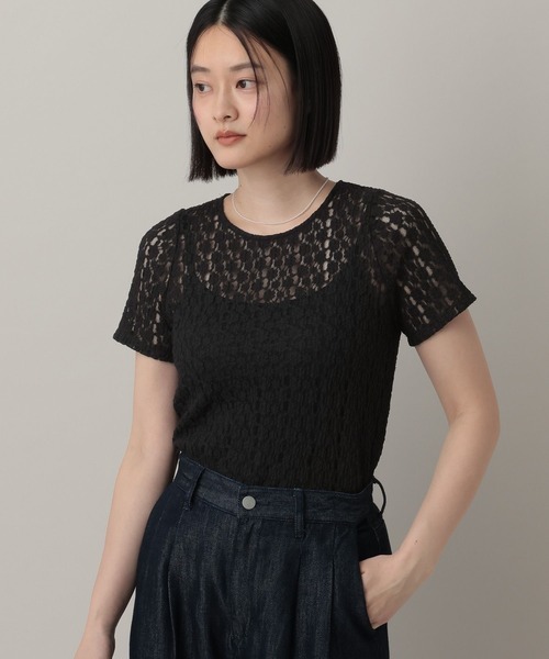 A part by(アパートバイ)の「カットレースTシャツ(Tシャツ/カットソー・レディース・オフホワイト/ブラック/ブラウン系その他7・FREE)」の14枚目の写真