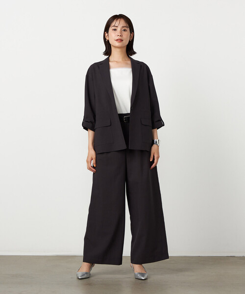 COMME CA ISM（コムサイズム）の「リネンライクインタックワイドパンツ / セットアップ対応（その他パンツ・レディース・チャコール/ベージュ・LARGE/MEDIUM）」の6枚目の写真
