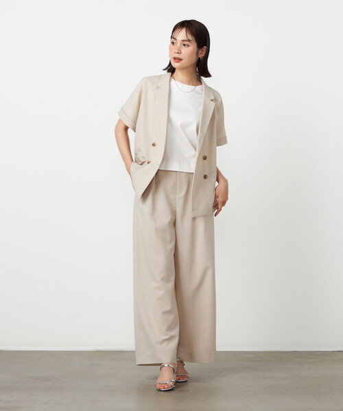 COMME CA ISM（コムサイズム）の「リネンライクインタックワイドパンツ / セットアップ対応（その他パンツ・レディース・チャコール/ベージュ・LARGE/MEDIUM）」の19枚目の写真
