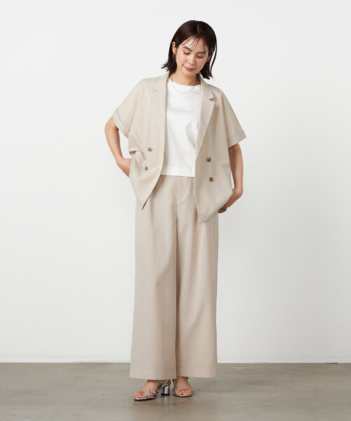 COMME CA ISM（コムサイズム）の「リネンライクインタックワイドパンツ / セットアップ対応（その他パンツ・レディース・チャコール/ベージュ・LARGE/MEDIUM）」の18枚目の写真