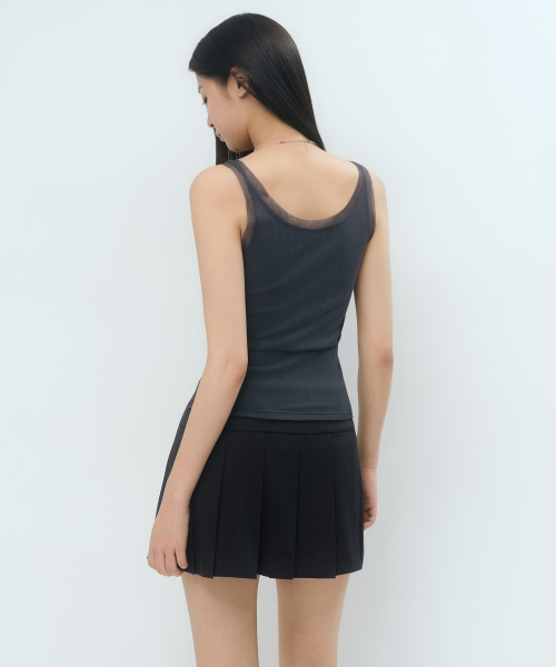 MUSINSA STANDARD WOMAN（ムシンサスタンダードウーマン）の「ウィメンズメッシュトリムタンクトップ[グレー]（Tシャツ/カットソー・レディース・その他・LARGE/MEDIUM/X-SMALL/SMALL）」の3枚目の写真