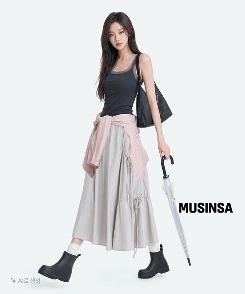 MUSINSA STANDARD WOMAN（ムシンサスタンダードウーマン）の「ウィメンズメッシュトリムタンクトップ[グレー]（Tシャツ/カットソー・レディース・その他・LARGE/MEDIUM/X-SMALL/SMALL）」の5枚目の写真