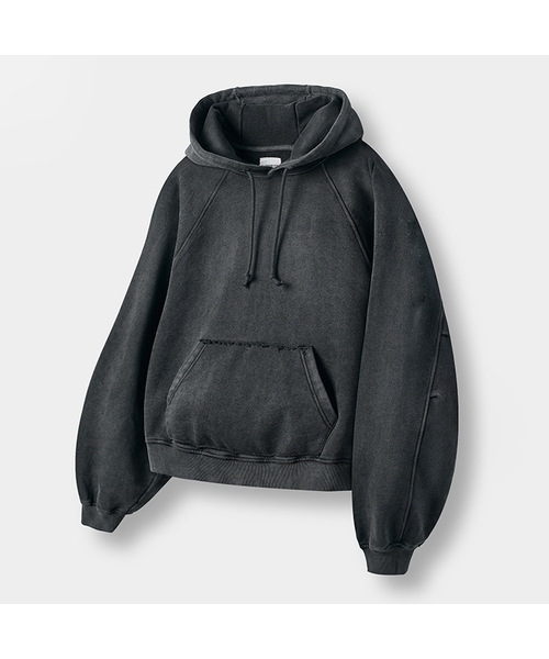 DIMITRI BLACK（ディミトリブラック）の「[クロップ選択] ASIフォーシーズンエッセンシャルスウェットフードTシャツ_3COLOR（パーカー・レディース・ブラック/ダークグレー/ライトグレー・SMALL/MEDIUM/LARGE/X-LARGE/1/2/3/0/4）」の3枚目の写真