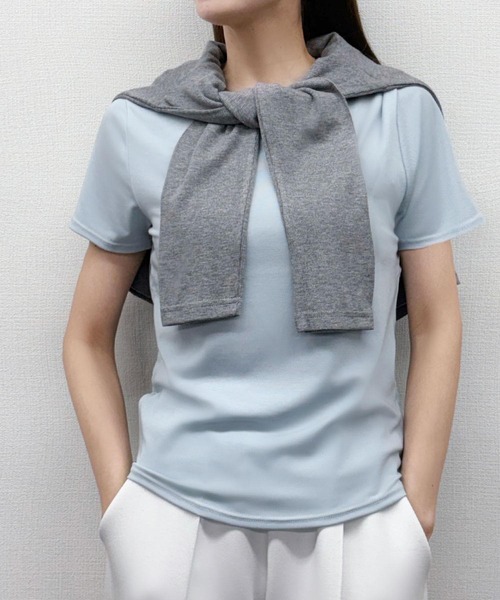 LOWO(ロワ)の「【シルクタッチ / 伸縮性】吸湿性に優れたリヨセル素材。ベーシックTシャツ(M・L)(Tシャツ/カットソー・レディース・イエロー/ピンク/グレー/ホワイト/ブラック/ブラウン/ブルー・L/M)」の9枚目の写真