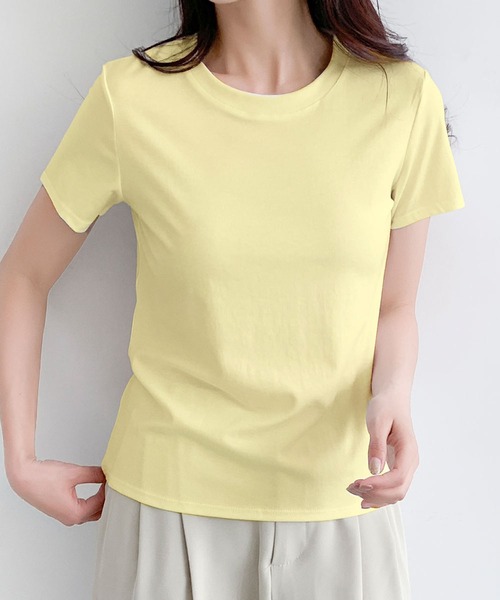 LOWO(ロワ)の「【シルクタッチ / 伸縮性】吸湿性に優れたリヨセル素材。ベーシックTシャツ(M・L)(Tシャツ/カットソー・レディース・イエロー/ピンク/グレー/ホワイト/ブラック/ブラウン/ブルー・L/M)」の16枚目の写真