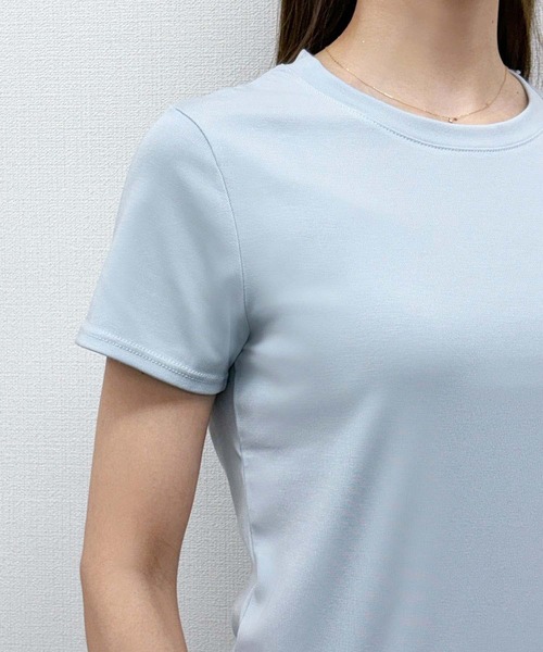 LOWO(ロワ)の「【シルクタッチ / 伸縮性】吸湿性に優れたリヨセル素材。ベーシックTシャツ(M・L)(Tシャツ/カットソー・レディース・イエロー/ピンク/グレー/ホワイト/ブラック/ブラウン/ブルー・L/M)」の22枚目の写真