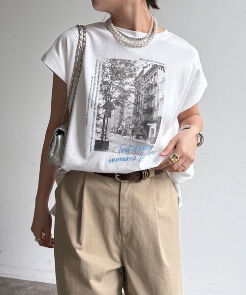 DouDou（ドゥドゥ）の「【WEB限定】バックジップフォトロゴTEE（Tシャツ/カットソー・レディース・ダークグレー/グレー/オフホワイト・FREE）」の15枚目の写真