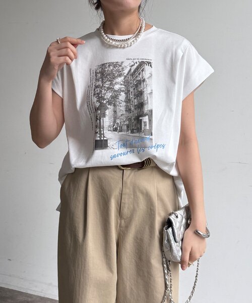 DouDou（ドゥドゥ）の「【WEB限定】バックジップフォトロゴTEE（Tシャツ/カットソー・レディース・ダークグレー/グレー/オフホワイト・FREE）」の16枚目の写真