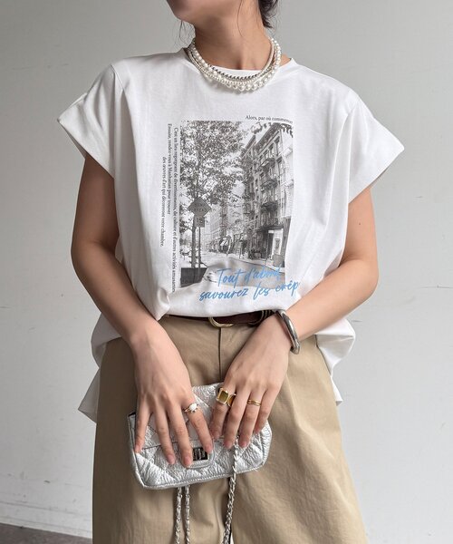 DouDou（ドゥドゥ）の「【WEB限定】バックジップフォトロゴTEE（Tシャツ/カットソー・レディース・ダークグレー/グレー/オフホワイト・FREE）」の17枚目の写真