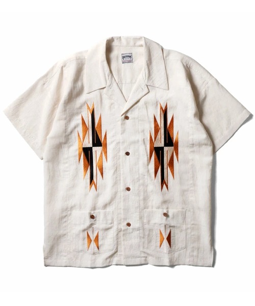 HOUSTON(ヒューストン)の「HOUSTON ヒューストン LINEN CHIMAYO SHIRT リネン チマヨ柄 刺繍 オープンカラー 開襟シャツ(シャツ/ブラウス・メンズ・オフホワイト/ブラウン/チャコール・XL/L/M)」の7枚目の写真