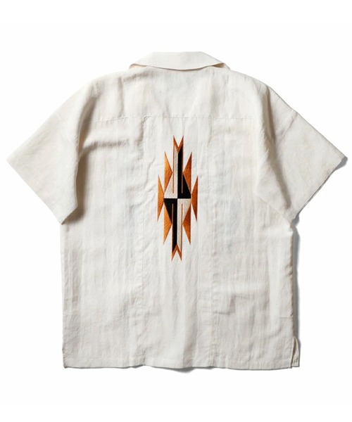 HOUSTON(ヒューストン)の「HOUSTON ヒューストン LINEN CHIMAYO SHIRT リネン チマヨ柄 刺繍 オープンカラー 開襟シャツ(シャツ/ブラウス・メンズ・オフホワイト/ブラウン/チャコール・XL/L/M)」の8枚目の写真