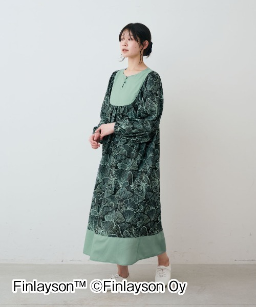 シロップ.(シロップ.)の「フィンレイソン ふんわりシルエットの切り替えワンピース〈エラマン イェルキ〉(ワンピース・レディース・グリーン系その他・L/LL/3L/S/M)」の2枚目の写真