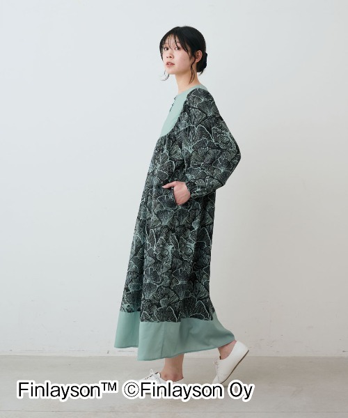 シロップ.(シロップ.)の「フィンレイソン ふんわりシルエットの切り替えワンピース〈エラマン イェルキ〉(ワンピース・レディース・グリーン系その他・L/LL/3L/S/M)」の4枚目の写真