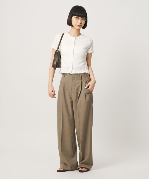 BEAUTY&YOUTH UNITED ARROWS(ビューティーアンドユースユナイテッドアローズ)の「ポリエステルポプリン 2タック タブ ワイドパンツ 吸水速乾 接触冷感 ウォッシャブル(その他パンツ・レディース・ブラック/モカ/グレー系・XS/S/M)」の9枚目の写真