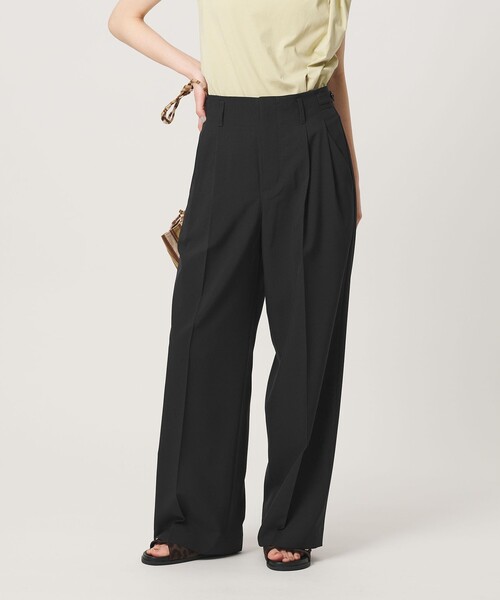 BEAUTY&YOUTH UNITED ARROWS(ビューティーアンドユースユナイテッドアローズ)の「ポリエステルポプリン 2タック タブ ワイドパンツ 吸水速乾 接触冷感 ウォッシャブル(その他パンツ・レディース・ブラック/モカ/グレー系・XS/S/M)」の7枚目の写真