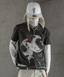 ROARINGRAD（ロアリングラド）の「フレイドスケーターTシャツブラック（Tシャツ/カットソー）」