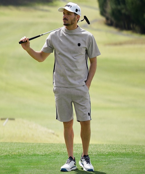 DURAS GOLF ゴルフウェア DIVINER GOLF】フェイクスウェード半袖モックネックセットアップ