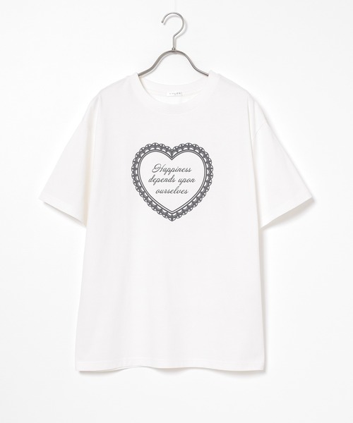 Honeys（ハニーズ）の「【ＵＶカット】こだわり綿ハートゆるＴ（Tシャツ/カットソー・レディース・ホワイト/スミクロ/サックスブルー/ピンク・S/M/L）」の15枚目の写真