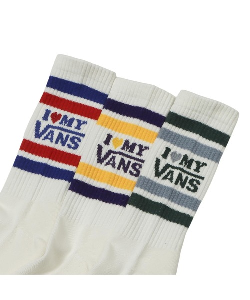 VANSｱﾊﾟﾚﾙ(WJ) ヴァンズ I LOVE MY VANS 3p Crew SKS SOCKS
