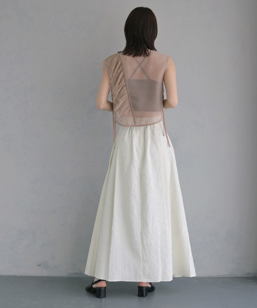 &g'aime（アンジェム）の「【&ｇ'aime 】シワ加工フレアスカート　Crinkle Flared Skirt（スカート・レディース・アイボリー/ブラック・FREE）」の13枚目の写真